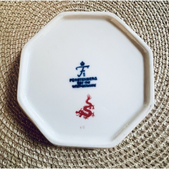 Fürstenberg Germany Silhouette Plate Courting Couple 4.75" Octagon Gold Trim VTG - Picture 6 of 9